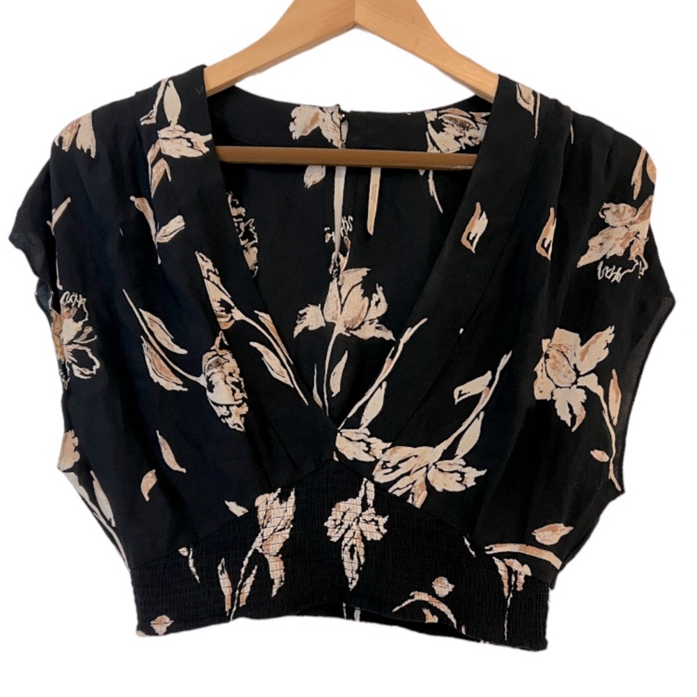 Free People Floral Low Neckline Crop Top. - Picture 2 of 5